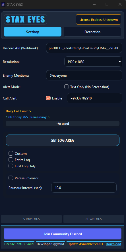 Settings Panel Screenshot